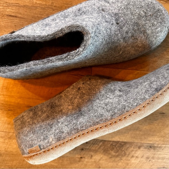Glerups Wool Slip-On Slippers with Leather Sole - Picture 2 of 13